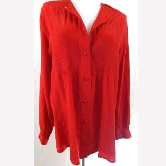 DVF Vintage Silk Pleated Blouse - Picture 1 of 5